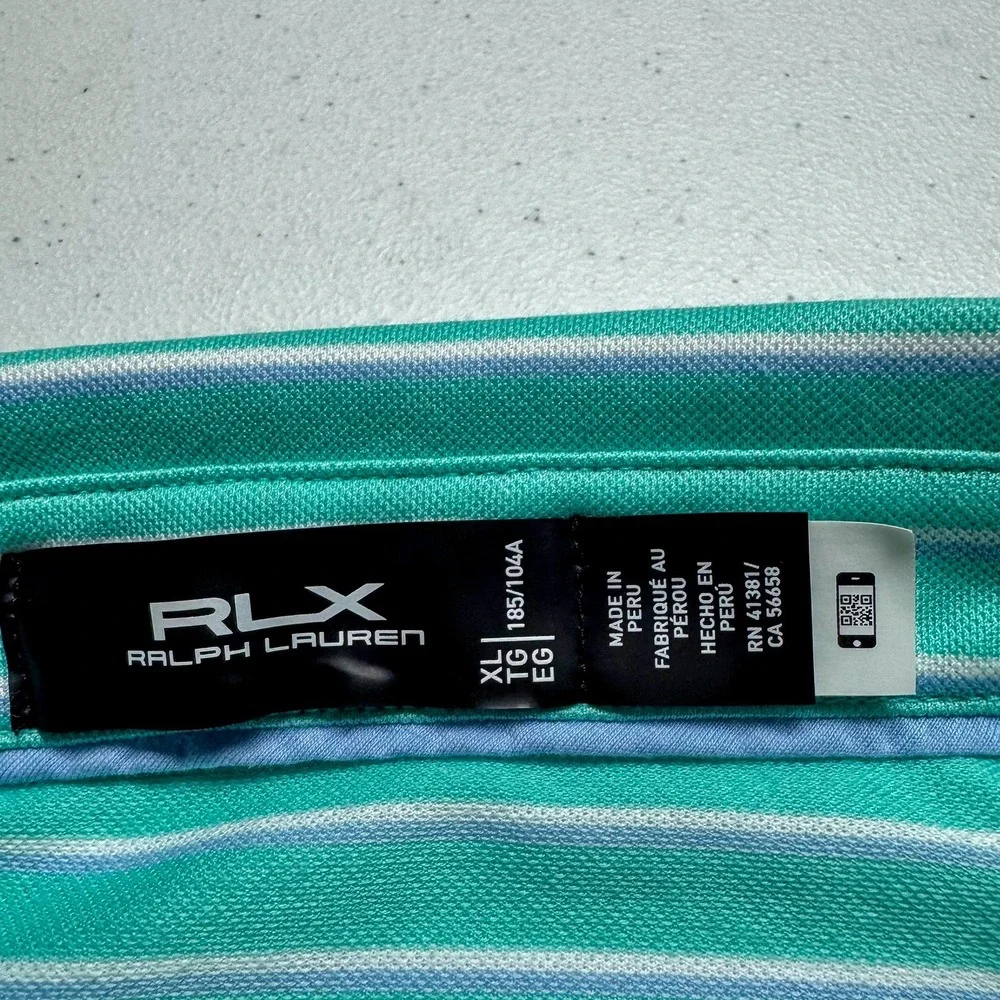 Ralph Lauren RLX Polo Shirt Mens XL Striped‎ Performance Golf Lightweight